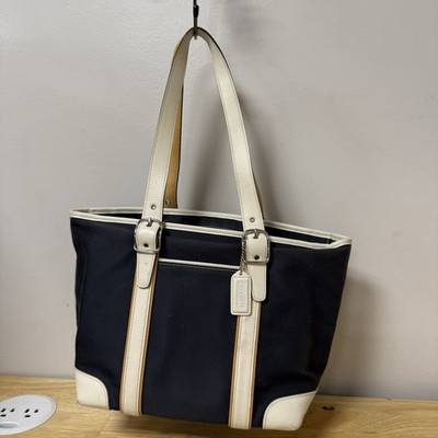 Coach Hampton Shoulder Bag Tote Canvas Leather Trim Model M2J-7740 Faded Black