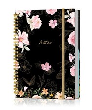 Pink Flower Spiral Notebook Journal for Women for College Ruled 8.3"x 5.9" wi...