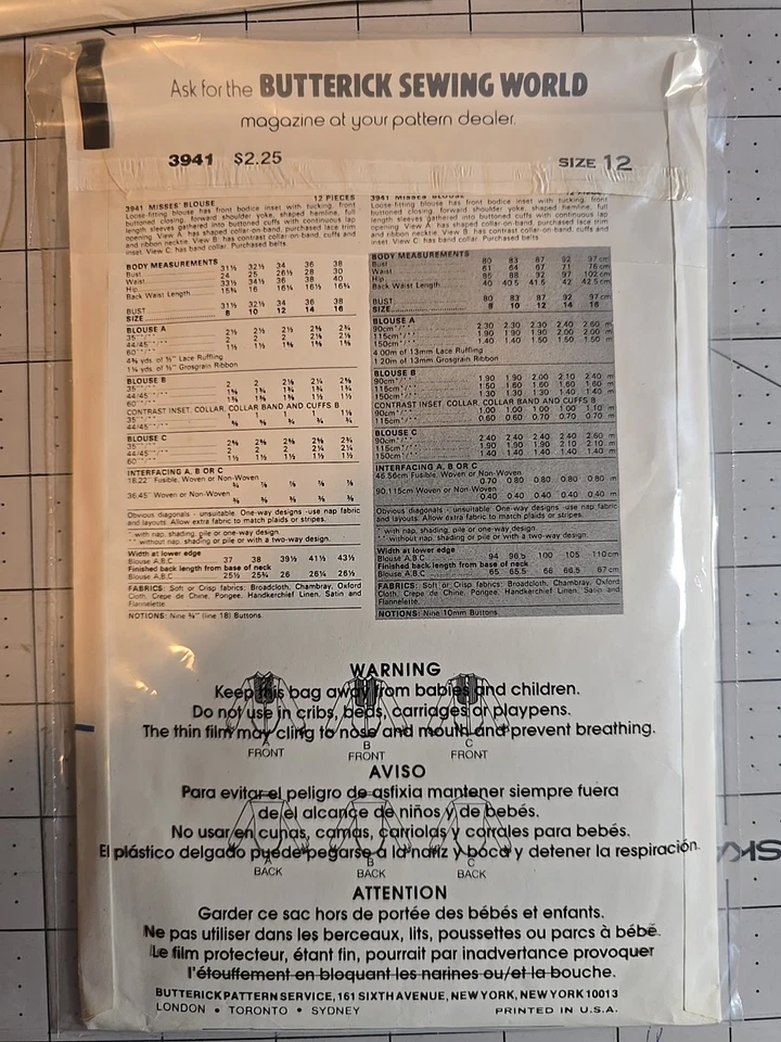 3941 Womens Uncut 1980s Drop Waist Dress Pattern Size 8 10 12 Butterick Vtg  - Image 2 of 2