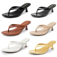 Women's Low Kitten Heel Flip Flops Vacation Beach Walking Dress Sandals