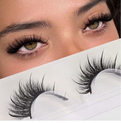 Veleasha Mink Lashes Wet Look Natural 3D Wispy 19mm Curl Multilayered Thick Band
