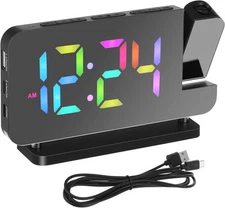 Projection Alarm Clock for Bedroom Ceiling, Cabilock 16.80X9.50X4.00CM, Black 