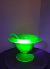 Antique Uranium Depression Glass Mayonnaise Bowl w/ Spoon