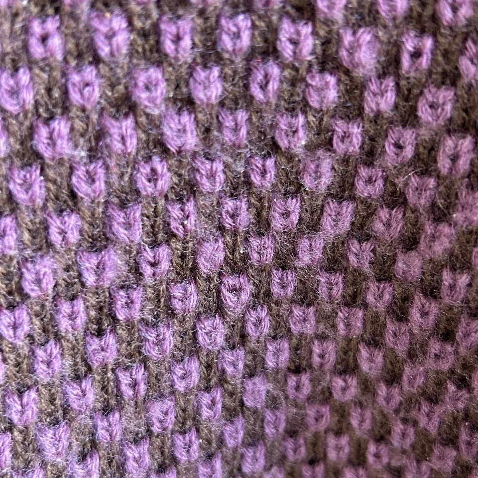Suéter Vintage Años 90 Jason Maxwell Púrpura Marrón Palomitas Tejido Mangas a Rayas Foto 3 de 4