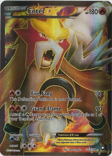 Entei-EX - 103/108 - Full Art Ultra Rare PL/MP, English Pokemon Dark Explorers
