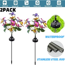 2 Pack IP65 Butterfly Solar Stake Lights Outdoor Garden landscape Lamp Decor