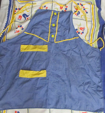 Vintage 1960's blue chambray with yellow detail full apron size large