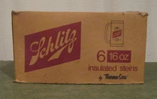 VINTAGE  SCHLITZ  6  16 OZ. INSULATED STEINS   THERMO-SERV
