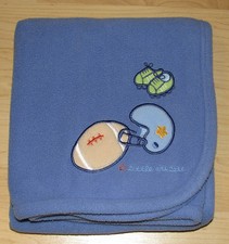 Carter's Just One Year Blue Fleece Little Athlete Football Baby Boys Blanket 0