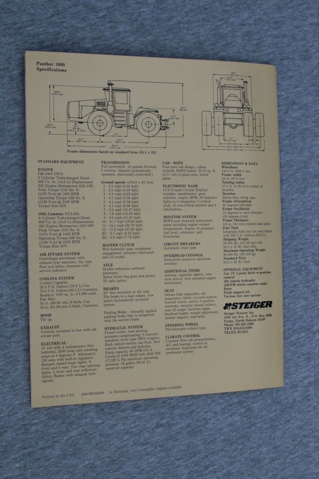 Steiger Lion 1000 4WD tractor original sales brochure #405/186/25000 | eBay