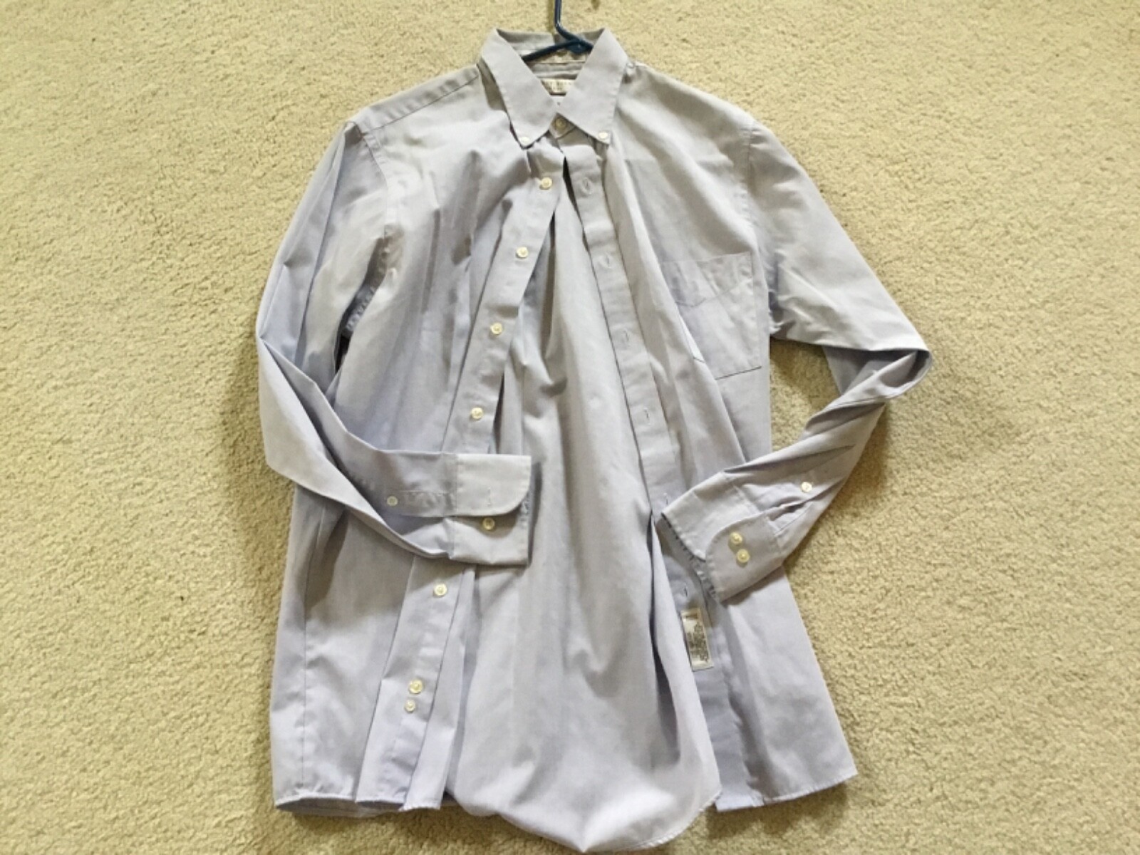 Geoffrey Beene Men's Dress Shirt Size 15 3233 Long Sleeve Blue Pocket