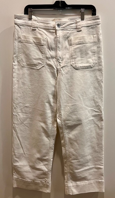 New H&M White Patch Pocket Wide Leg Crop Jeans size 12 NWT