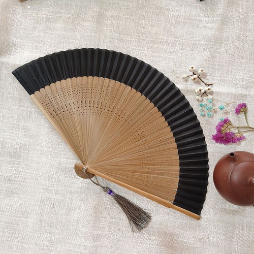 Chinesischer Vintage Satin Bambus Klappfächer Japanischer Stil Faltbar Klein Handfächer - Bild 21 von 30