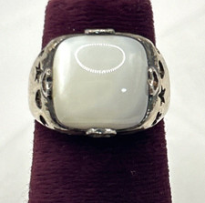 Vintage 925 Sterling Silver Mother of Pearl Ring Signed GV Ring Size 5