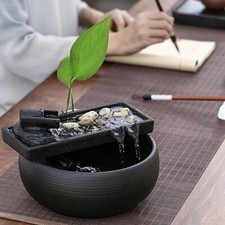 Ceramic Tabletop Fountain Office Home Meditation Calming Indoor Waterfall
