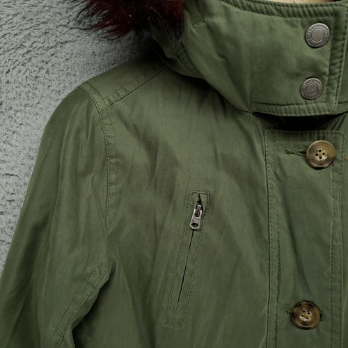 Abercrombie Fitch Kids Faux Fur Military Green Full Zip Parka Jacket Size 9/10 - Picture 6 of 22