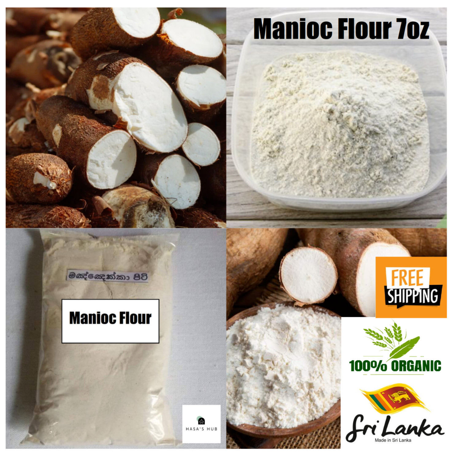 Manihot/almidón raíz de yuca seca de tapioca/harina de mandioca orgánico sin gluten 7 oz (200)