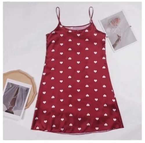 Women Sexy Ice Silky Pajamas Nightgowns Nightdress Slip Skirt Loungewear - Picture 19 of 28