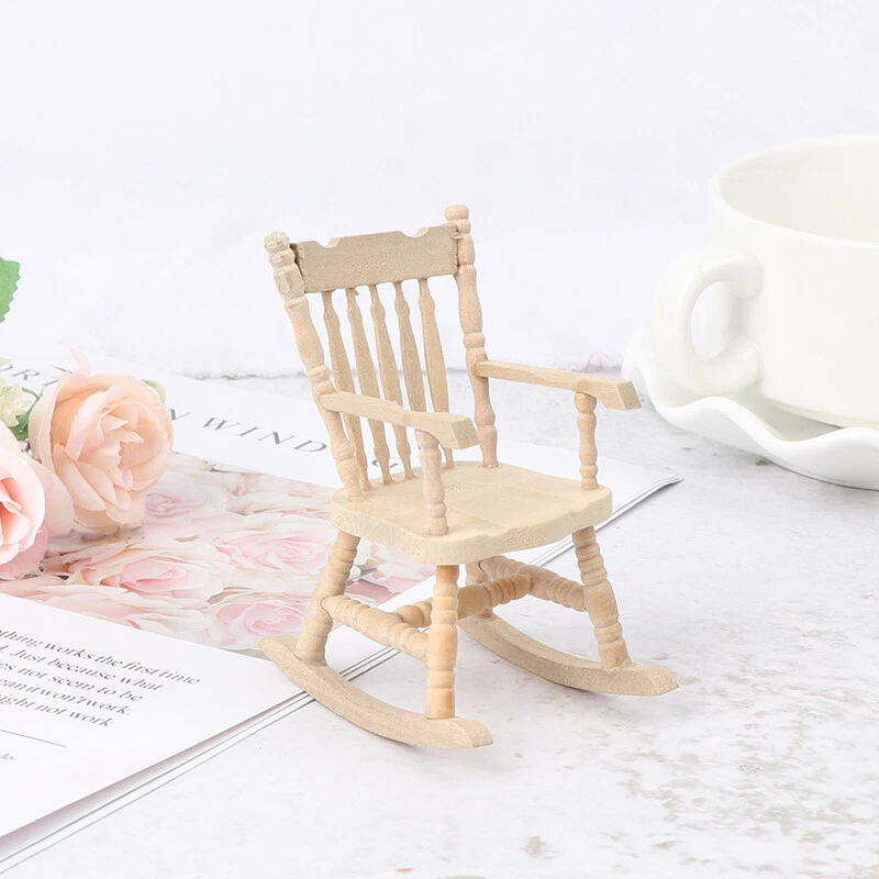 1 12 Dollhouse Miniature Wood Mini Rocking Chair Model Toy FurniA