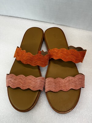 Frye Mira Wave Women's Brown Leather Slides Sandals Size 9M