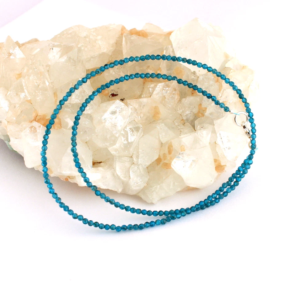 Collar De Apatito Neón Pulido De Piedras Preciosas Azul De 45 Cm - Imagen 1 de 2