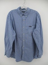 Chaps Easy Care Large Long Sleeve Striped Button Up Shirt w. Logo