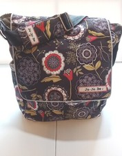 Jujube Lotus Lullaby Diaper Bag With Changing Pad-READ 13"x11"x4" Black Floral