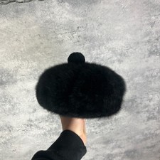 KANGOL FURGORA BERET BLACK ANGORA WOOL HAT CAP MADE IN UK UNISEX VTG RETRO