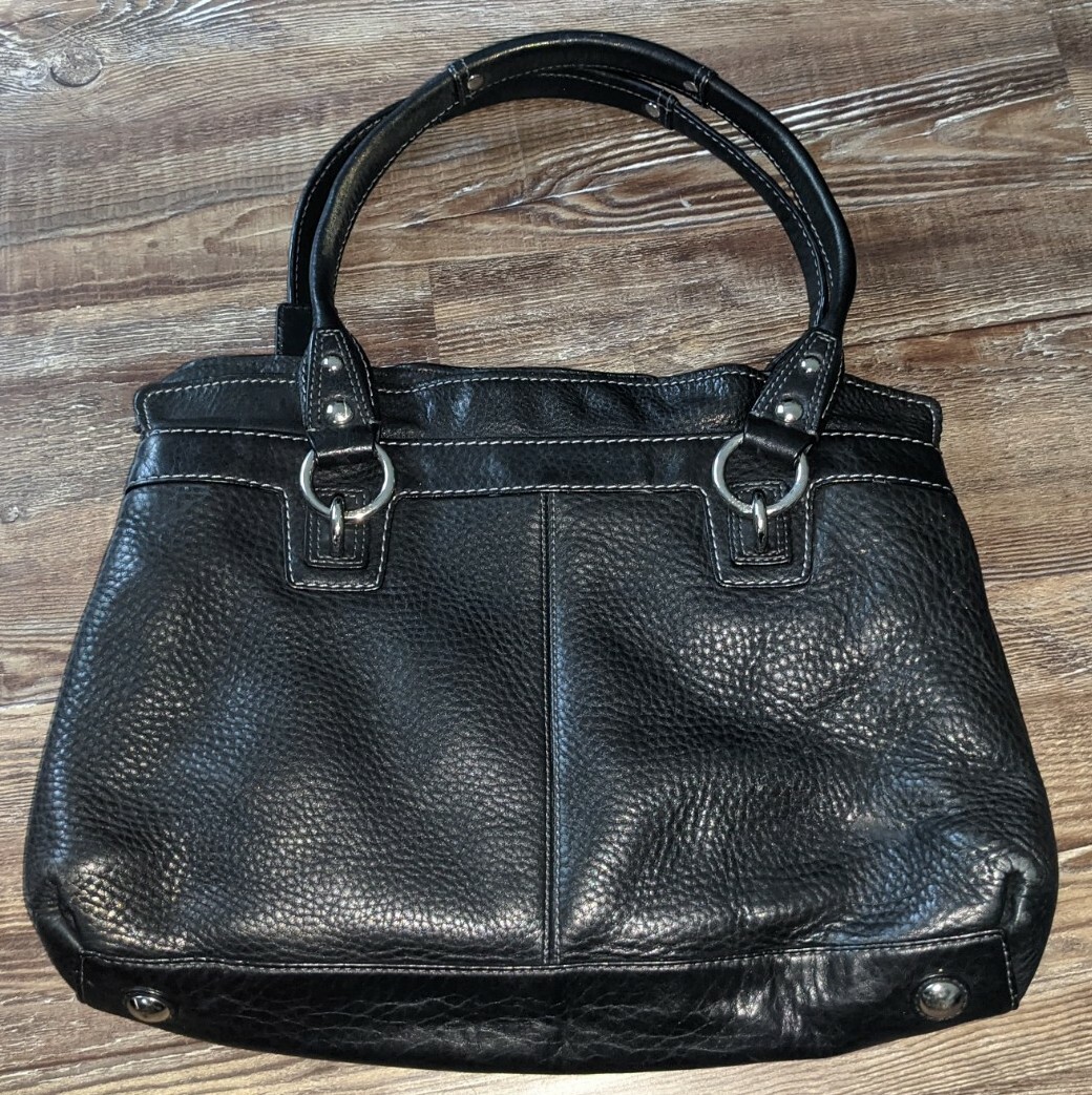 00's old coach enamel hand bag BLACK 黒 Vintage Coach Purse Black Leather Bucket Handbag Shouder No
