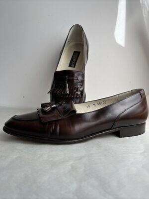 Brassboot Men\'s Brown Leather Slip On Kiltie Loafer Size 9D Made Italy Brassboot Men Shoes Black Leather Slip On Kiltie Loafer Size  main image 4
