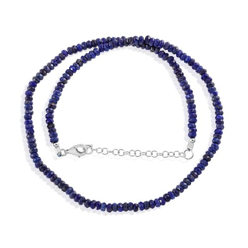 A+ Natural Blue Lapis Lazuli Rondelle Beads 18" Beautiful Necklace For Men Woman - Picture 2 of 8