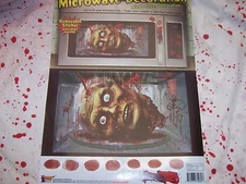  Severed Head Microwave Door Decoration Peel and Stick Gorey Halloween Prop New