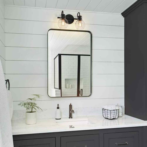 LNC 13 in. 2-Light Modern Black Arched Mirror Bathroom Powder Room Vanity Light - Picture 6 of 10