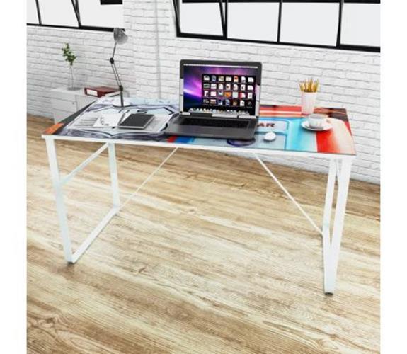 Modern Unique Office Desk Rectangular 5 Mm Tempered Glass Top