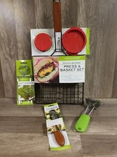 Charcoal Champion Stuff A Burger Press And Basket Combo Grilling KIT NEW