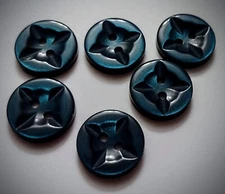 5/8" 2-Hole Star Design Dark Teal Craft/Clothing Buttons 
