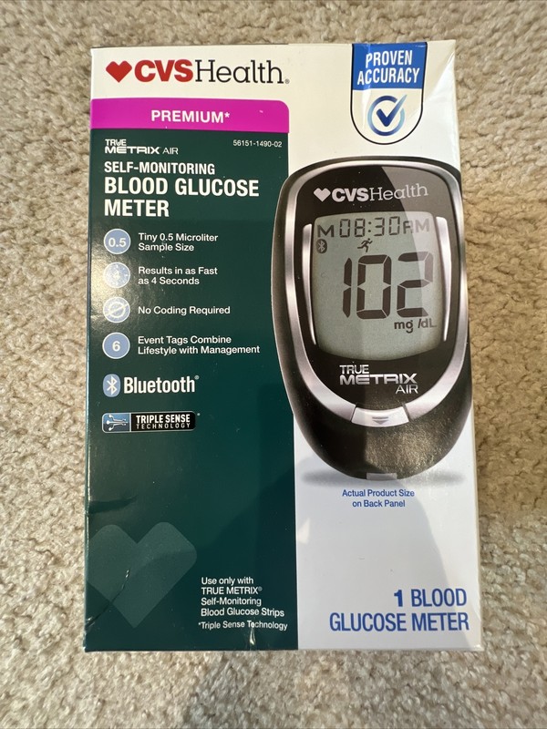 New CVS HEALT TRUE METRIX air SELF- MONITORING BLOOD GLUCOSE METER Free Shipping