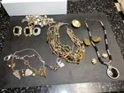 Vintage Costume Jewelry Lot 12 pcs Brooch Bracelet Pin Pendant Necklace Earrings