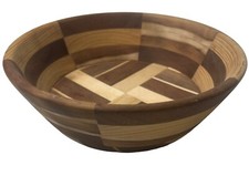 Segmented Wood Bowl Hand-Turned Exotic Geometric Pattern Food-Safe Signed VF 13 