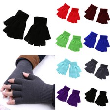 Fingerless Gloves Winter Mens Womens Thermal Unisex Half Finger One Size  