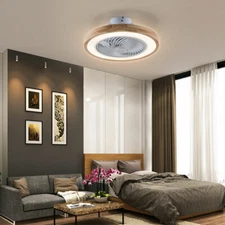 20 Inch Modern Ceiling Fan Light and Remote Flush Mount Enclosed For Bedroom