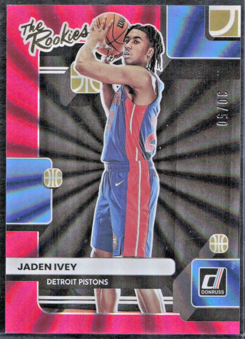 2022-23 Donruss The Rookies Holo Pink Laser 30/50 #205 Jaden Ivey RC - MINT