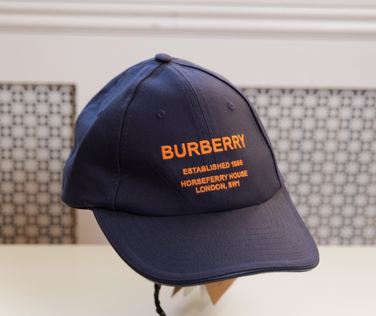 Burberry キャップ Burberry Navy Blue Logo Orange Lettering Cotton Baseball Cap (Size