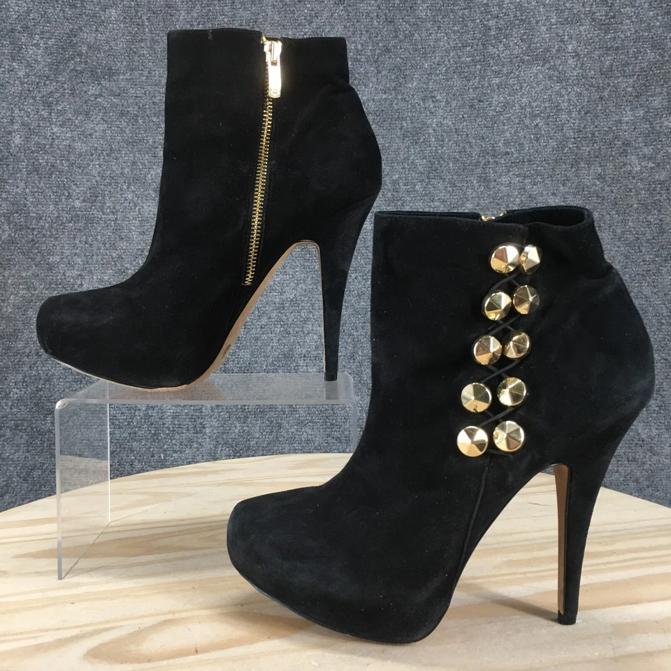 Vince Camuto Botas Mujer 9 B Jardín Botín al Tobillo Cuero Negro Tacones de Aguja Foto 2 de 4