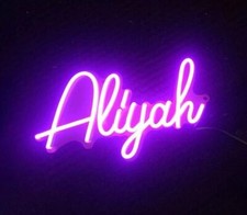 Custom Aliyah Surname Family Name Baby Kids Vivid LED Neon Sign Lamp Light Flex