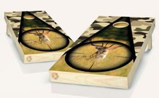 Camo Hunting Deer Cornhole Board Vinyl Wrap Laminated Sticker Set