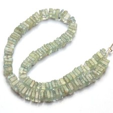 Natural Aquamarine Gem 5 mm Size Smooth Heishi Beads Strand 9"