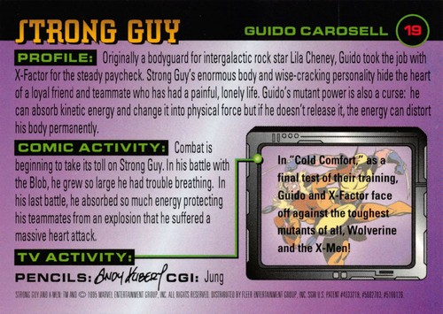 STRONG GUY / 1996 Fleer X-Men Walmart BASE Trading Card #19 - Picture 2 of 2