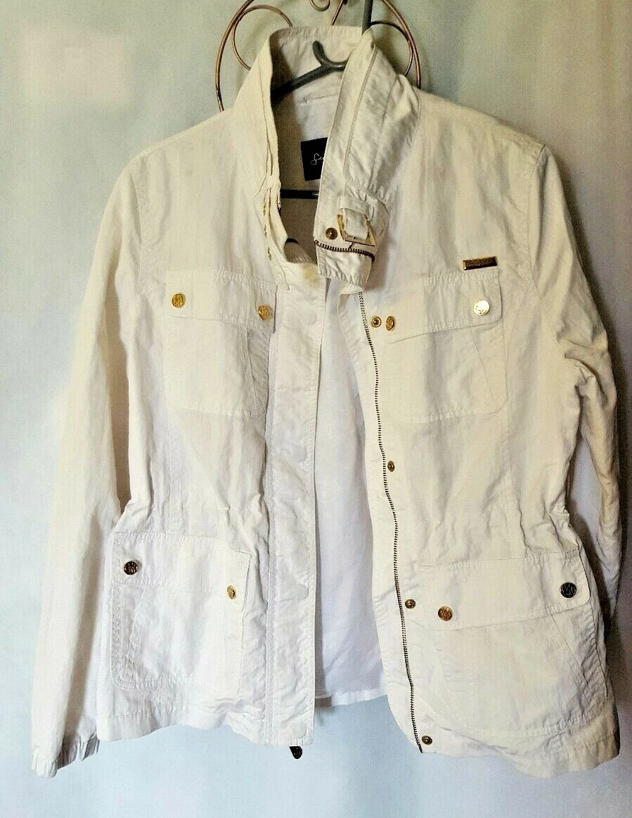 Vintage SEAN JOHN Ladies White Spring Jacket Size Large Windbreaker GLOBAL
