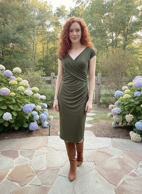 Clothing Atelier Handmade Olive Green Cotton Maxi Dress Size M